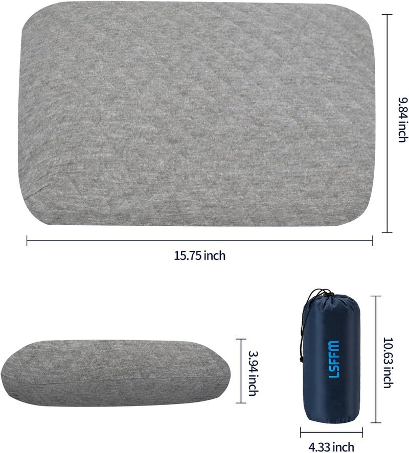 LSFFM Travel & Camping Memory Foam Pillow, Travel Essentials, Hammock Pillows with Double-Layered Pillow Cover, Easy to Clean, Compact Travel Pillows for Sleeping (Grey) - Image 5